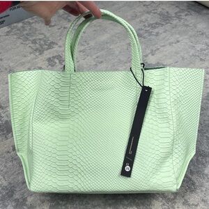 Ampersand As Apostrophe Mint Green Python Embossed Leather Half Tote Spring NWT